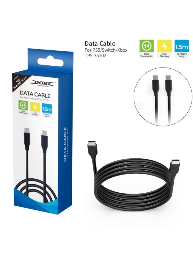 دوبي Charging and Data Cable, Fast Charging, 1.5m, Compatible with PlayStation 5, Black, TP5-35102 - Image 1